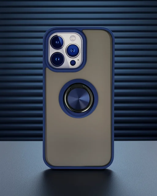 Apple İphone 13 Pro Kılıf Montreal Yüzüklü Silikon Kapak - Lacivert