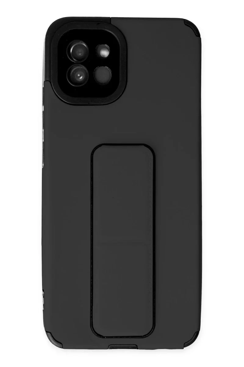 Samsung Galaxy A03 Kılıf Mega Standlı Silikon - Siyah