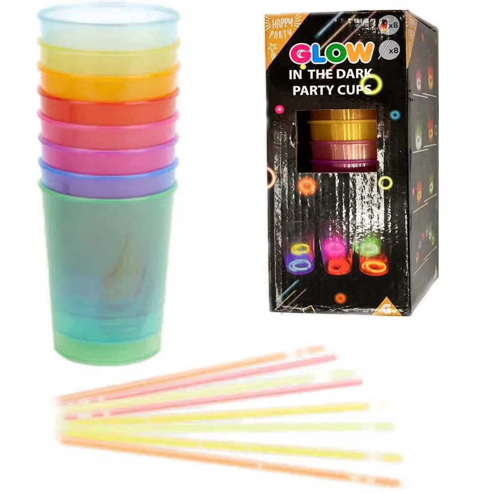 Karanlıkta Yanan Gece Işığı Mega Glow Bardaklar 8 Adet 8.5 x 10.5 cm görsel 4