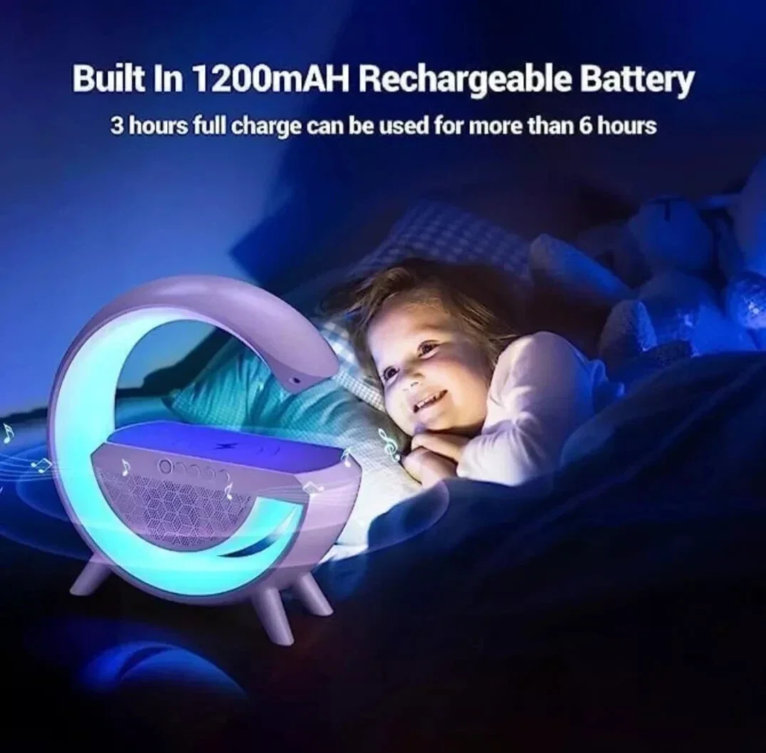 Kablosuz Telefon Şarj Bluetooth Hoparlör Istasyonu Ses Rgb Atmosfer Gece Işık Bt-2301 görsel 2