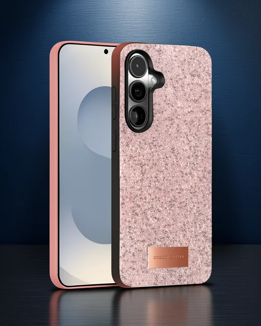 Onegif Samsung Galaxy S25 Bright Simli Kapak - Pembe