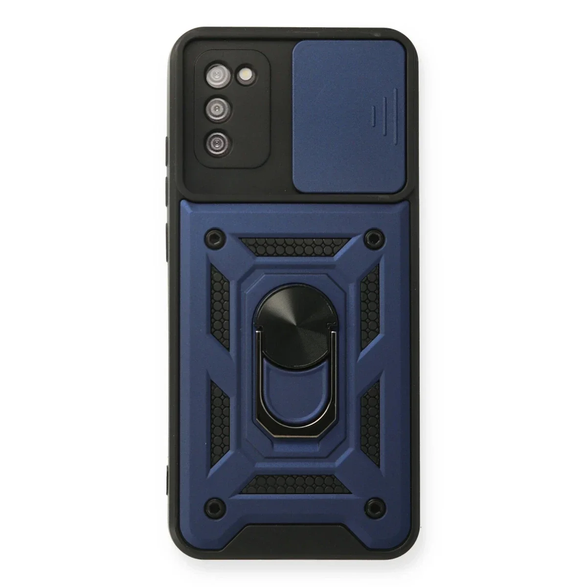 Samsung Galaxy A03S Kılıf Pars Lens Yüzüklü Silikon - Lacivert