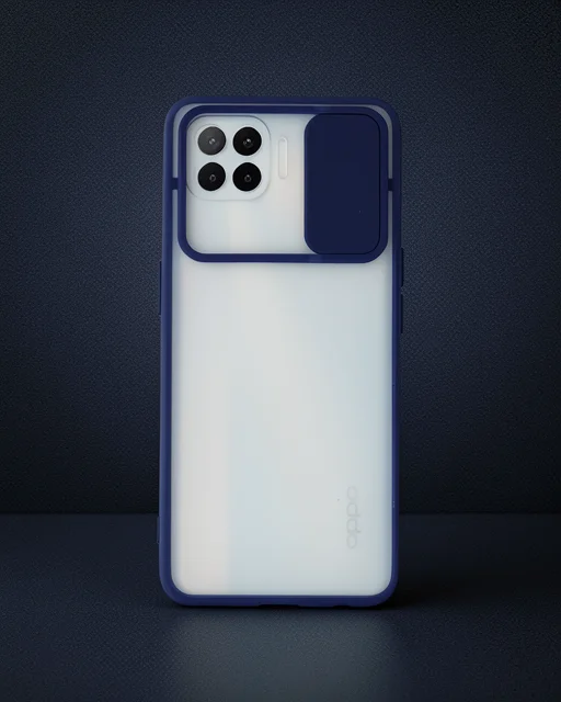 Oppo Reno 4 Lite Kılıf Palm Buzlu Kamera Sürgülü Silikon - Lacivert