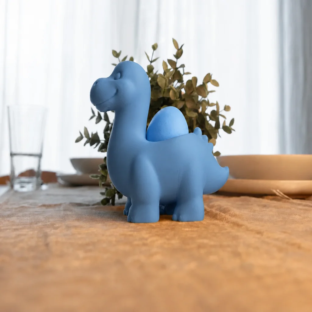 3D Baskı Dinozor Yumurtalık - Sevimli Eggosaurus Yumurta Tutucu-Mavi görsel 3