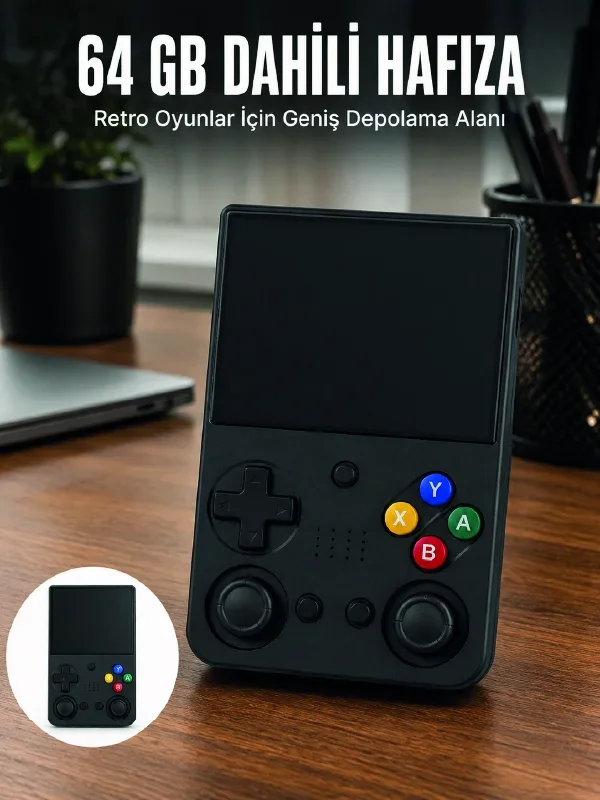 aşınabilir Retro El Oyun Konsolu 64GB Hafızalı IPS Ekranlı Oyun Cihazı