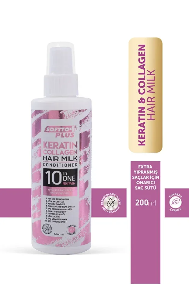 Softto Plus Hair Milk Saç Sütü 200 ML - KERATİN-COLLAGEN SAÇ SÜTÜ 200 ML