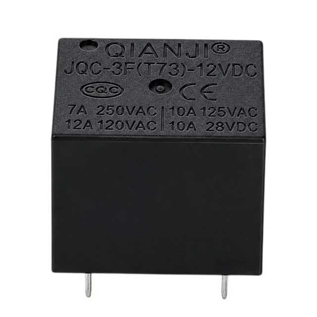 12 Volt 10 Amper DC Tek Kontak 5 Pinli Küp Röle JQC-3F(T73) görsel 2