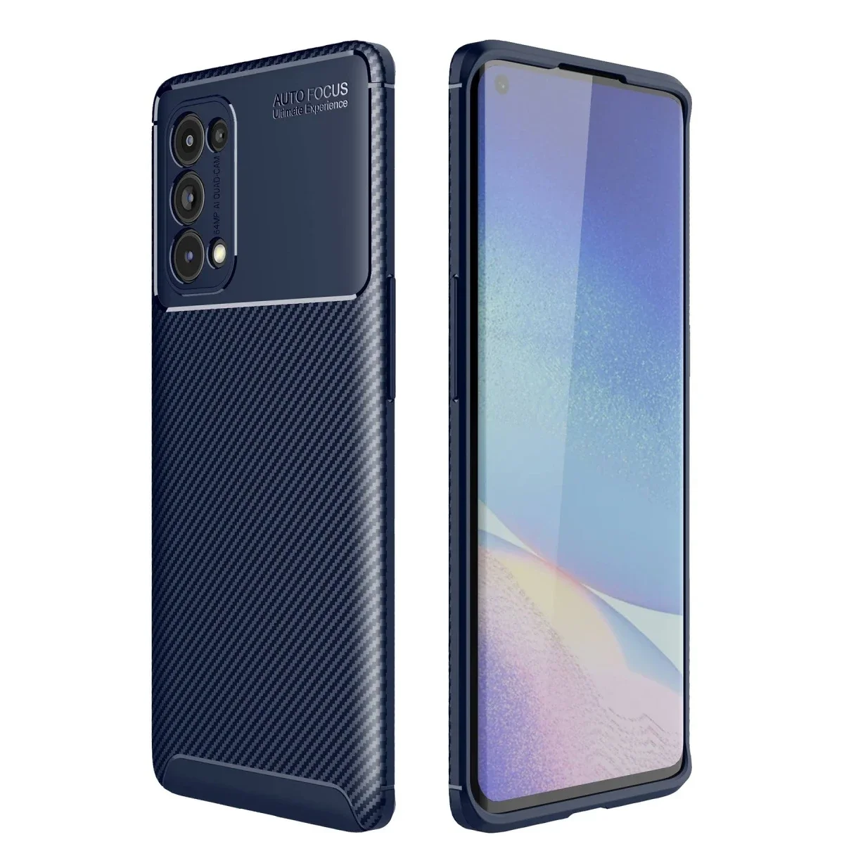 Oppo Reno 5 Pro Kılıf Auto Focus Karbon Kapak - Lacivert