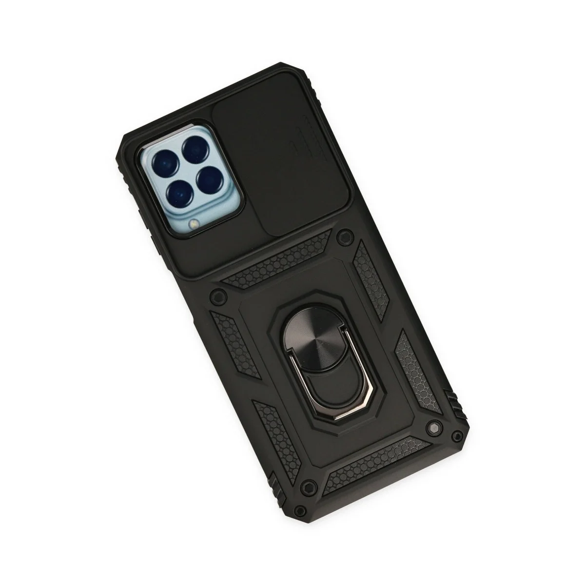 Samsung Galaxy M33 Kılıf Pars Lens Yüzüklü Silikon - Siyah görsel 3