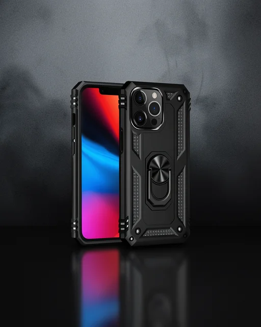 Apple İphone 13 Pro Kılıf Sofya Yüzüklü Silikon Kapak - Siyah