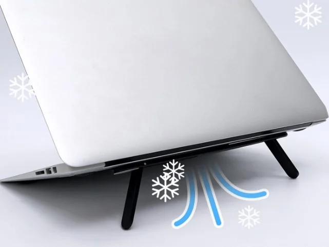 2 Kademeli Katlanabilir ve Yapışkanlı Laptop Standı Siyah görsel 3