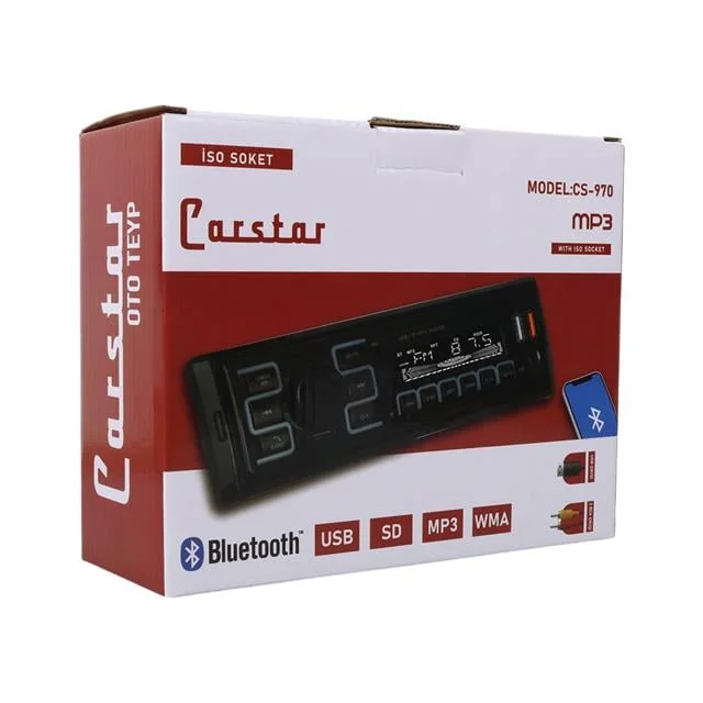 Carstar CS-970 Çift USB/SD/FM/AUX/Bluetooth Kumandalı Oto Teyp 4X60 Watt görsel 5
