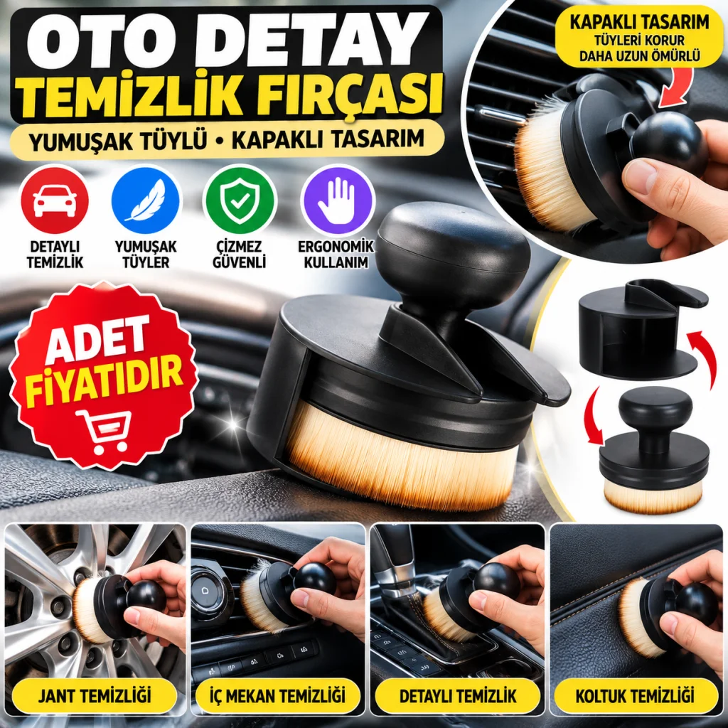 Oto Detay Temizlik Fırçası Yumuşak Tüylü Kapaklı Temizlik Fırçası (adet fiyatıdır)