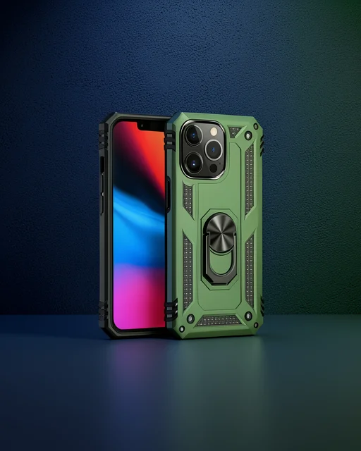 Apple İphone 13 Pro Kılıf Sofya Yüzüklü Silikon Kapak - Yeşil