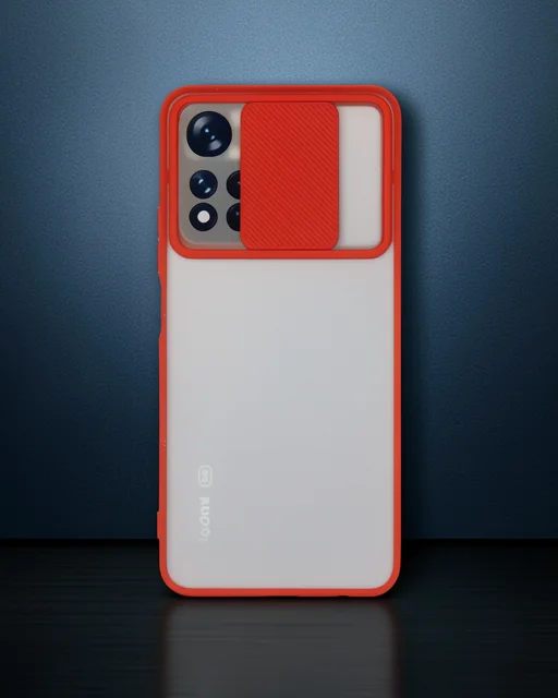 Xiaomi Redmi Note 11t Kılıf Palm Buzlu Kamera Sürgülü Silikon - Kırmızı