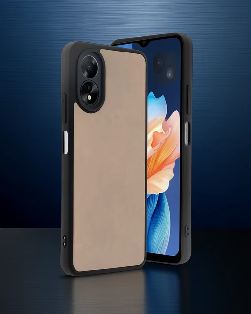 Oppo A38 Kılıf Aras Deri Kapak - Pudra