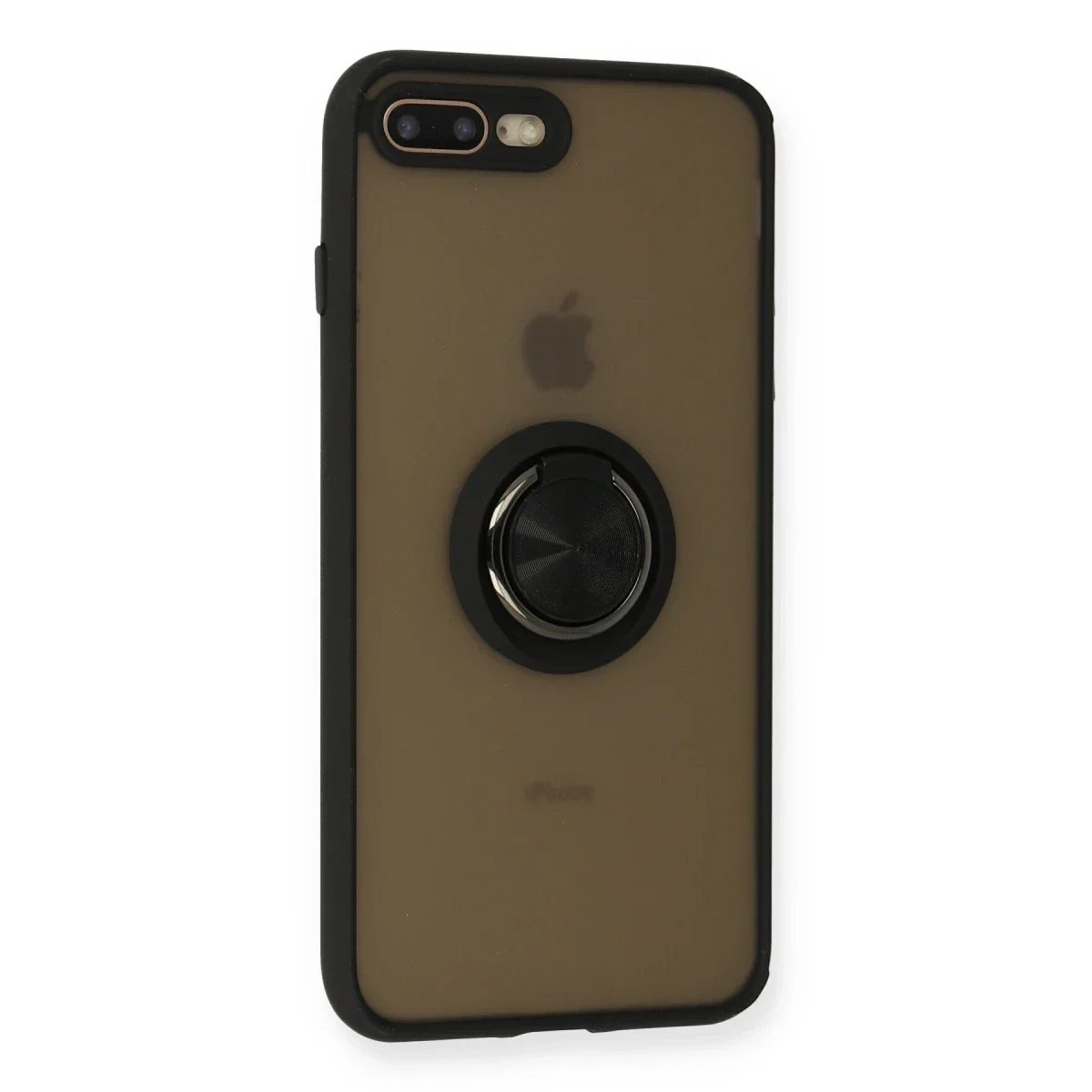 Apple iPhone 7 Plus Kılıf Montreal Yüzüklü Silikon Kapak - Siyah görsel 2