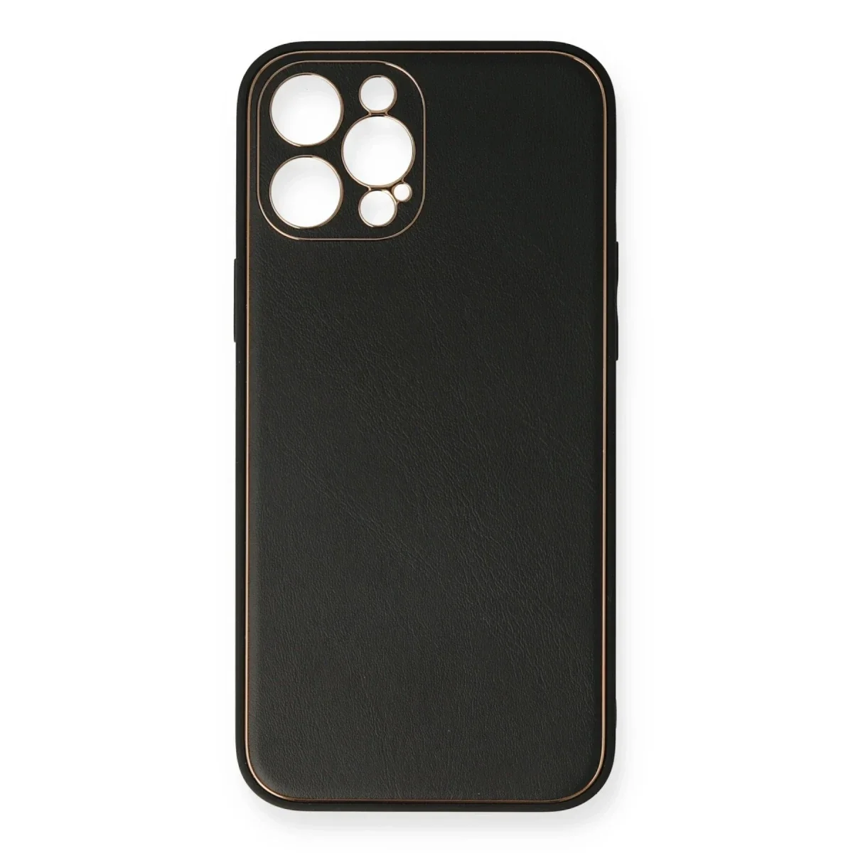 Apple iPhone 12 Pro Kılıf Coco Deri Silikon Kapak - Siyah