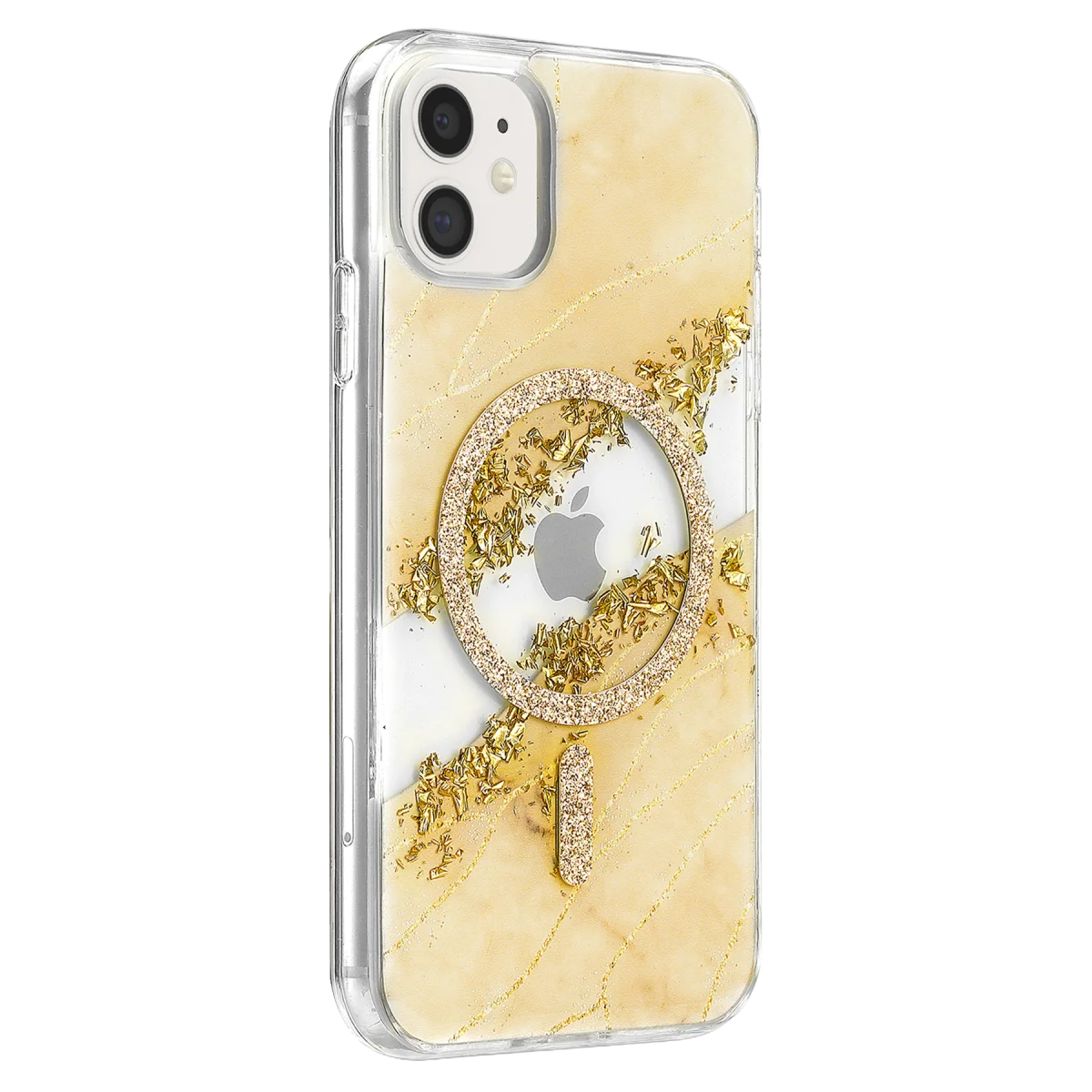 Onegif Apple iPhone 11 Lotus Simli Magsafe Kapak - Gümüş görsel 2