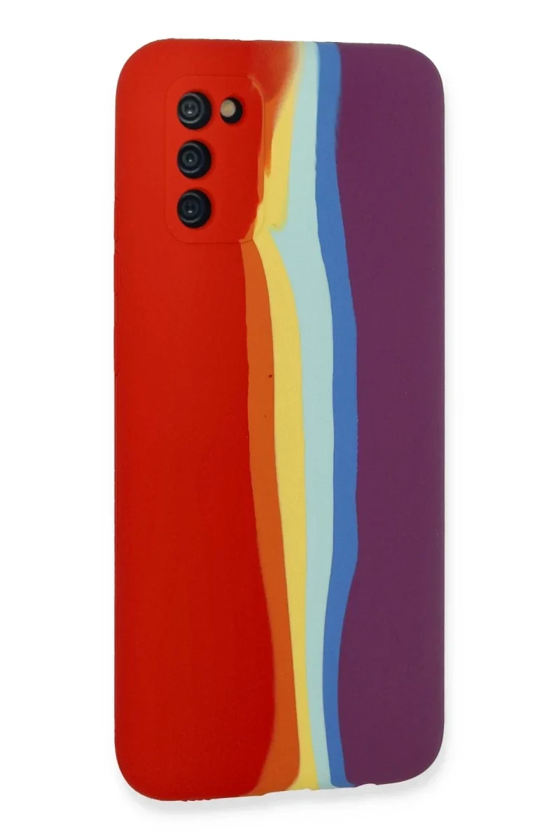 Samsung Galaxy A03S Kılıf Ebruli Lansman Silikon - Kırmızı-Mor görsel 3