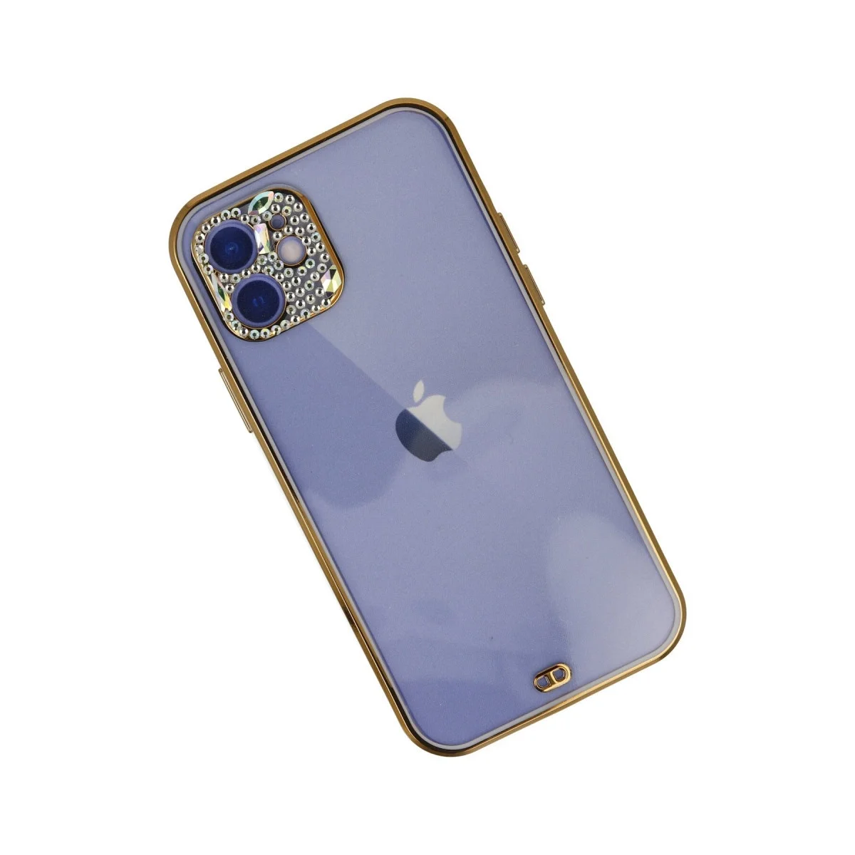 Apple İphone 12 Kılıf Liva Taşlı Silikon - Mor görsel 2