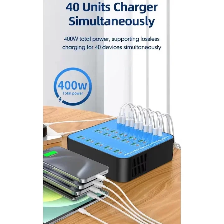 40 Portlu 400w Hızlı Şarj İstasyonu 20x Usb + 20x Type-c Pd Çıkışlı Şarj Cihazı görsel 5