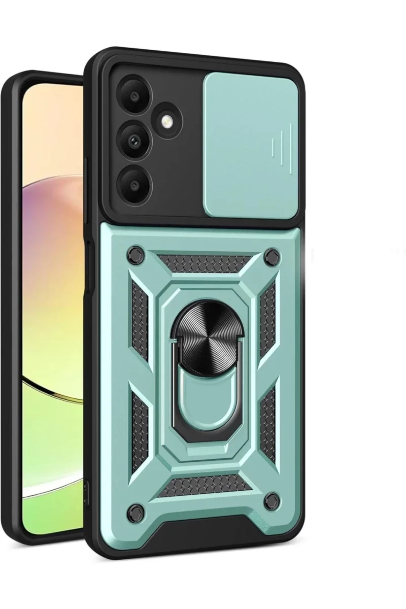 Samsung Galaxy M15 Kılıf Pars Lens Yüzüklü Silikon - Yeşil