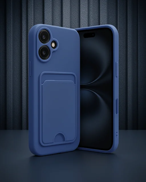 Apple İphone 16 Kılıf Kelvin Kartvizitli Silikon - Lacivert