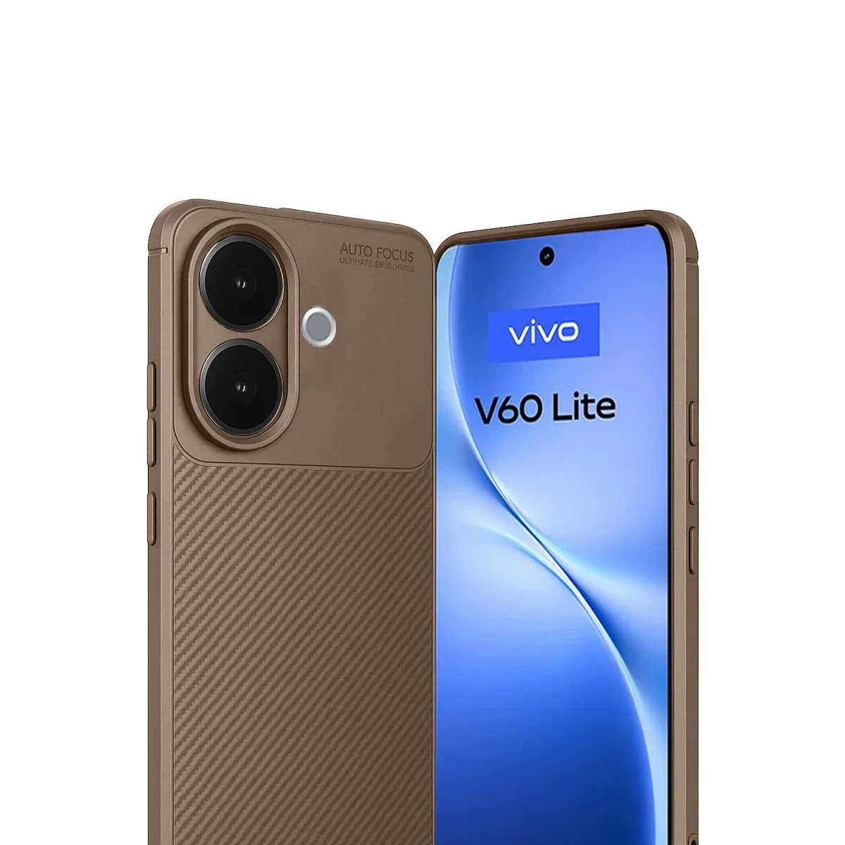 Vivo V60 Lite Auto Focus Karbon Kapak - Kahverengi görsel 2
