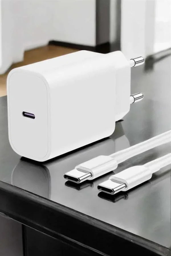 İOS Uyumlu Type-C Girişli Hızlı Şarj 15/15 Pro Max Adaptör ve Kablosu görsel 5
