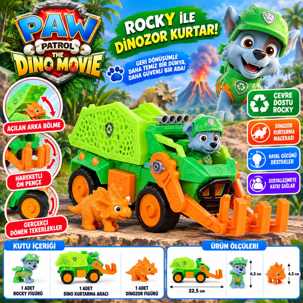 The Dino Movie Rocky Figürü ve Dino Kurtarma Aracı