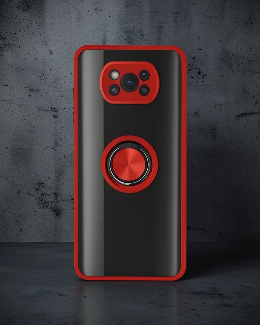 Xiaomi Pocophone X3 Kılıf Montreal Yüzüklü Silikon Kapak - Kırmızı