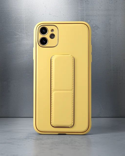 Apple İphone 12 Kılıf Coco Deri Standlı Kapak - Sarı