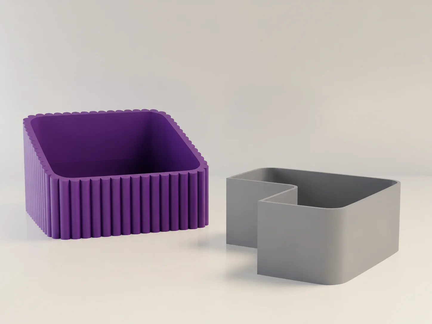 3D Baskı Fıstık Kasesi - Çift Hazneli Kabuk Ayırıcı Sunum Kasesi - Mor Gri görsel 2