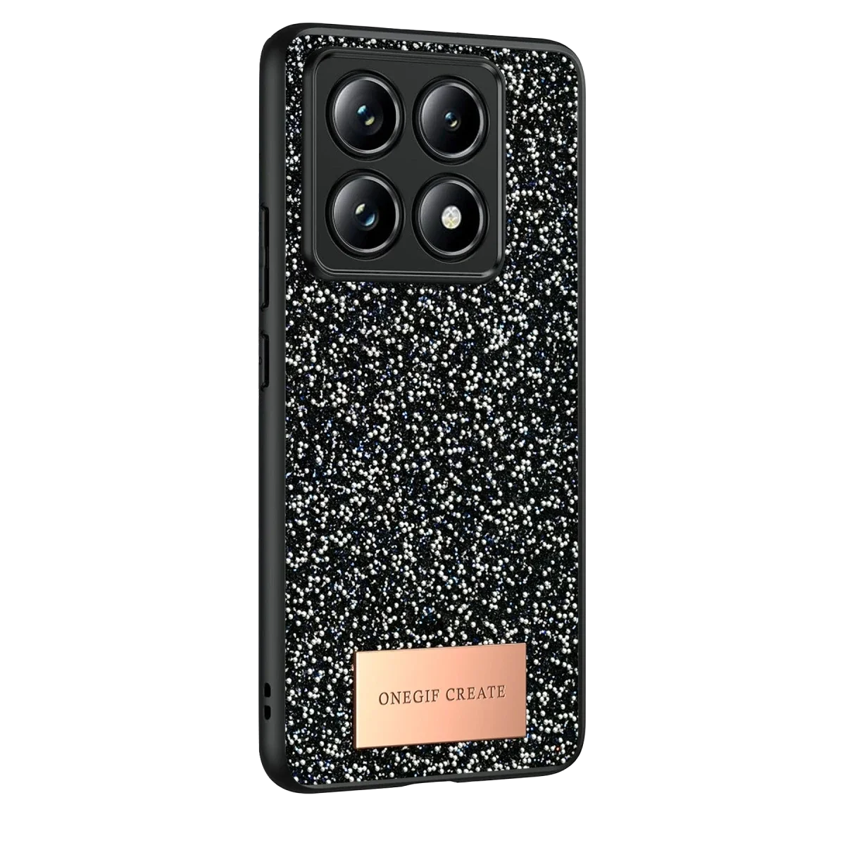 Onegif Xiaomi Mi 14T Pro Bright Simli Kapak - Siyah görsel 2