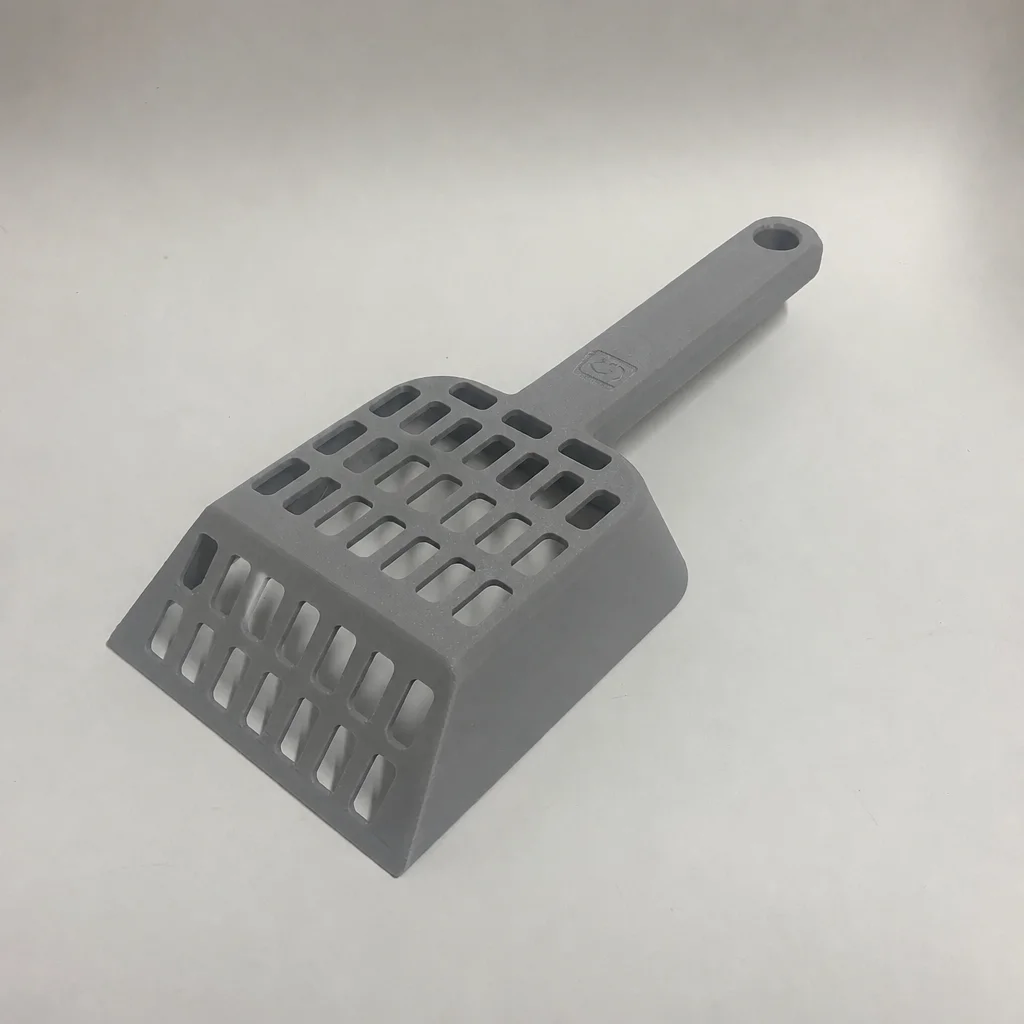 3D Baskı Kedi Kumu Küreği - Geniş Hazneli Eleme Küreği-Siyah görsel 2