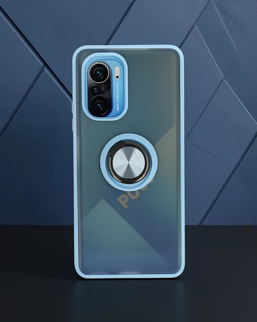 Xiaomi Redmi K40 Kılıf Montreal Yüzüklü Silikon Kapak - Buz Mavi