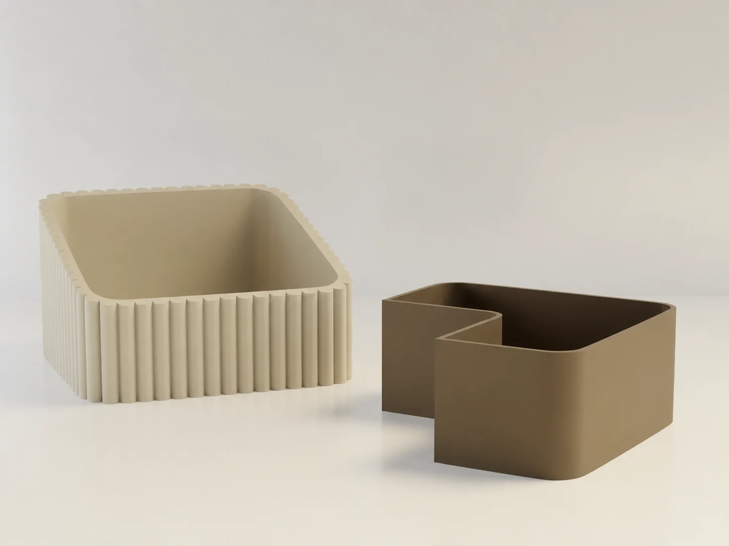 3D Baskı Fıstık Kasesi - Çift Hazneli Kabuk Ayırıcı Sunum Kasesi - Bej Kahverengi görsel 2