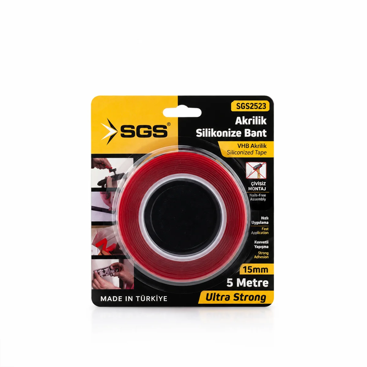 Akrilik Silikonize Çift Taraflı Bant 15 mm x 5 yd görsel 2