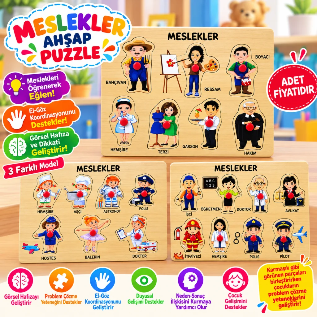 163/164/165 Ahşap Tutmalı Meslekler adet fiyatıdır