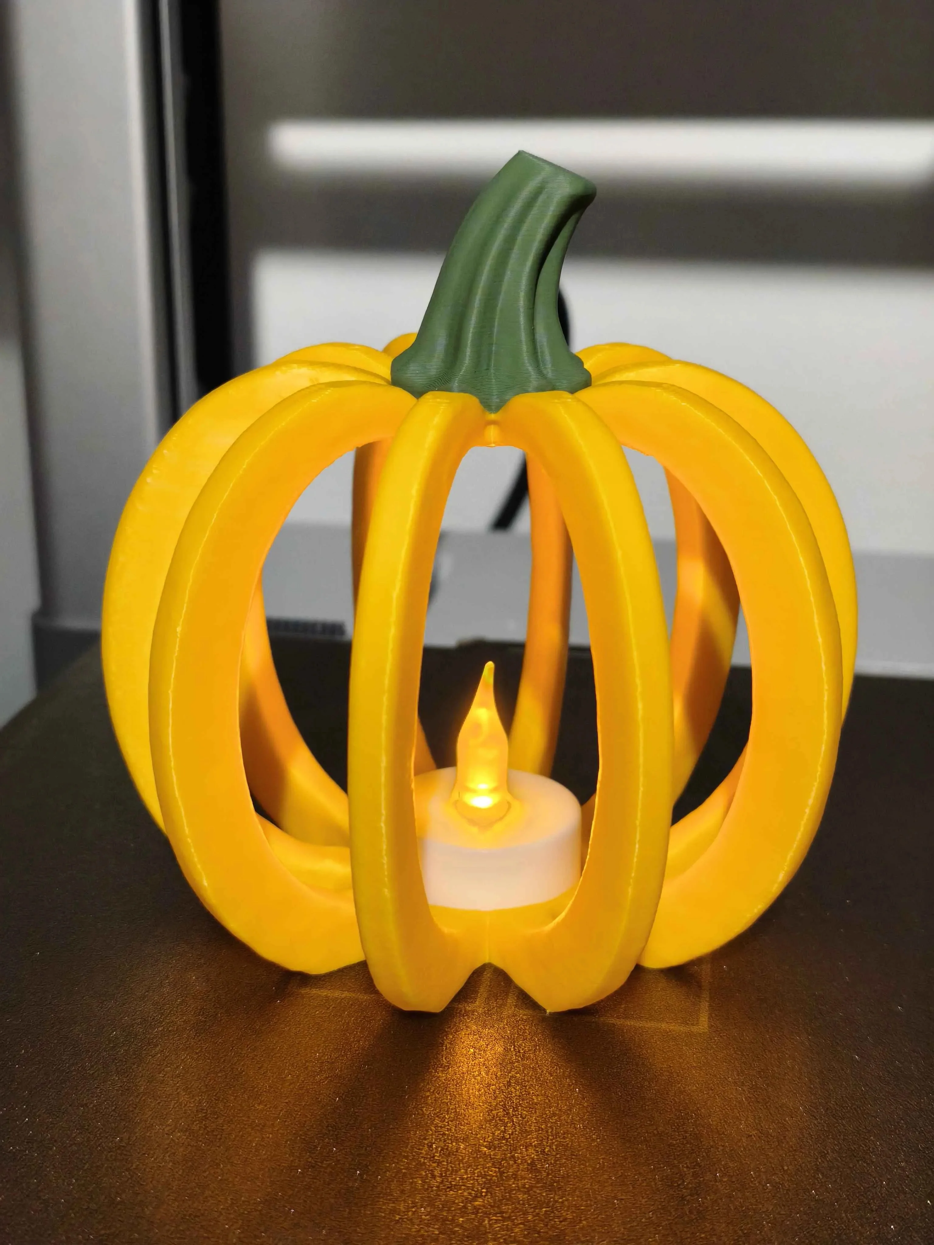 3D Baskı Delikli Balkabağı Fener Tealight Mumluk Sonbahar Cadılar Bayramı Dekoratif Şamdan Turuncu görsel 2