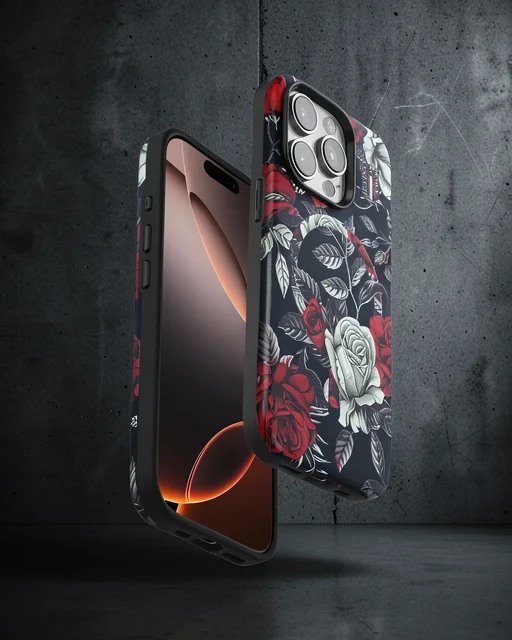 Onegif Apple İphone 15 Pro Flower Series Magsafe Kapak - Siyah