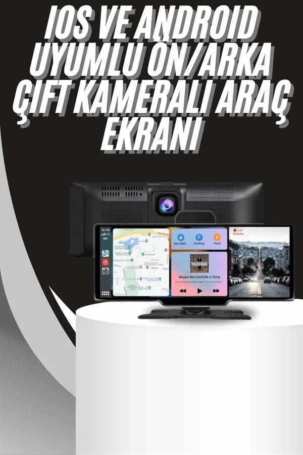 4K 10.2 İnç Çift Kameralı Araç Multimedya Ekranı CarPlay Kablosuz Tüm Cihazlara Uyumlu görsel 2