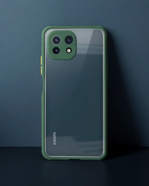 Xiaomi Mi 11 Lite Kılıf Miami Şeffaf Silikon - Koyu Yeşil