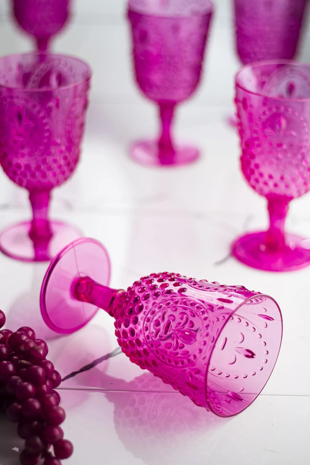 Akrilik Pembe 6'lı Kadeh & Su Meşrubat Kahve Yanı Bardağı 450 ml ( Cam Değildir ) görsel 3