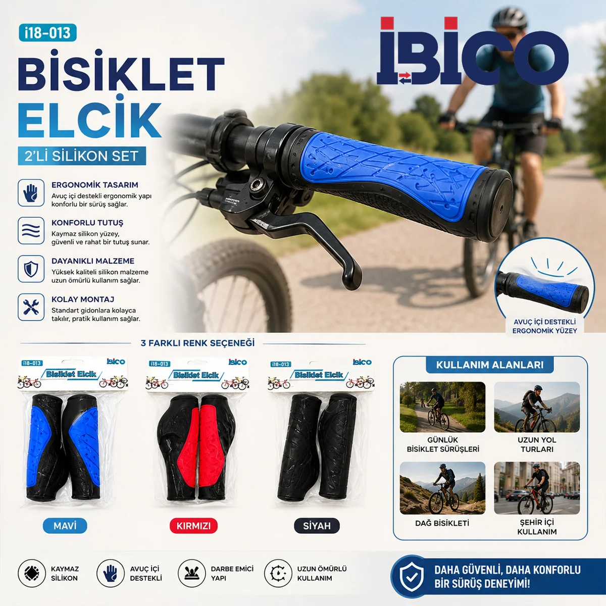 Renkli Silikon Bisiklet Elcik görsel 2