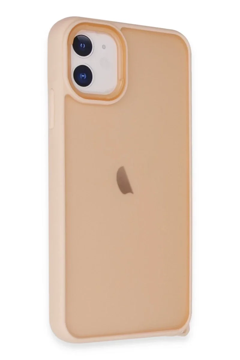 Apple iPhone 12 Kılıf Elegant Kapak - Pudra