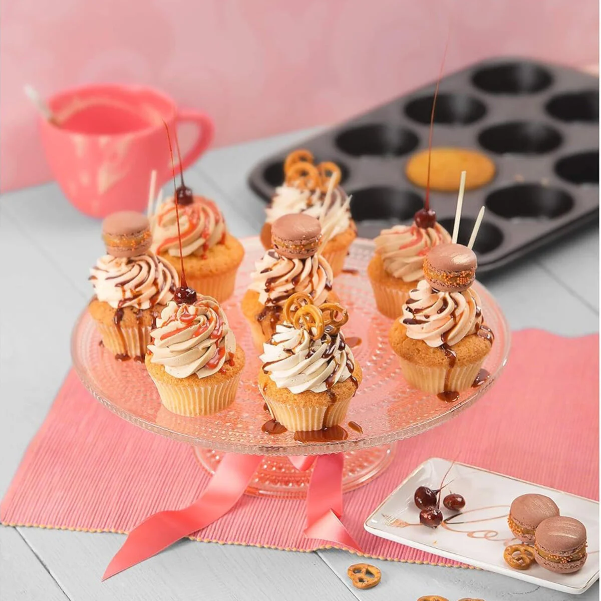 12 Gözlü Metal - Siyah Düz Muffin - Kek Kalıp görsel 3