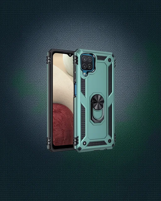 Samsung Galaxy A22 Kılıf Sofya Yüzüklü Silikon Kapak - Yeşil