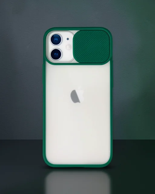 Apple İphone 11 Kılıf Palm Buzlu Kamera Sürgülü Silikon - Yeşil